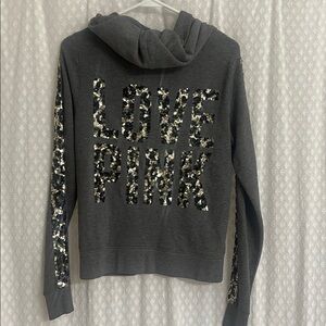 PINK Victoria's Secret Gray Hoodie with Sequin Dog